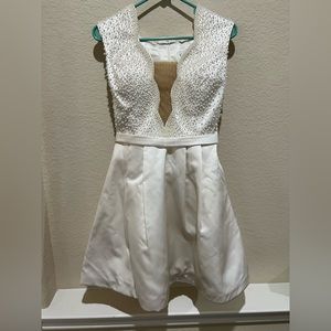 Sherri Hill White Pearl Homecoming Dress